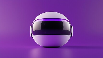 Wall Mural - Futuristic robot head, purple background, AI concept, website banner