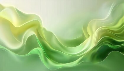 Poster - soft flowing green abstract texture with gradient waves and delicate lines, modern design for background or digital art
