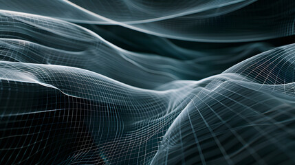 Wall Mural - A black and white image of a wave with a grid pattern.