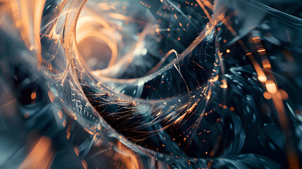 Canvas Print - A spiral of light and dark blue colors with a yellow hue.