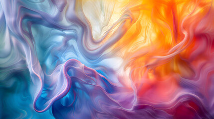 Wall Mural - A colorful abstract painting with a blue, purple, and orange swirl. 