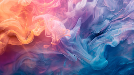 Wall Mural - A colorful, abstract painting with a purple and orange swirl