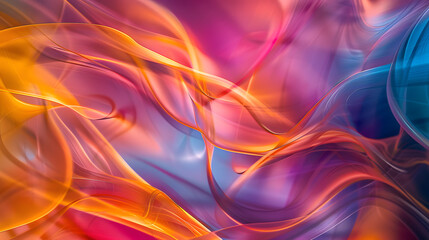 Wall Mural - A colorful, abstract painting with a purple and orange swirl