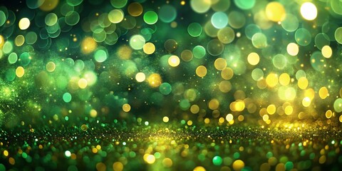 Wall Mural - ** Green and Gold Dreamy Bokeh Lights Abstract Background**..**