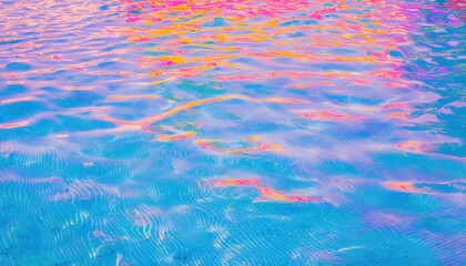 Poster - vibrant rippling water with surreal pink, orange, and blue reflections, abstract liquid texture ideal for background and design

