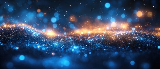 Wall Mural - abstract colorful glittering background with blue and orange bokeh lights and sparkles creating a dr