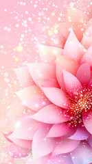 Poster - A vibrant pink lotus flower blooms against a soft pink backdrop, enhanced by sparkling highlights and a dreamy atmosphere