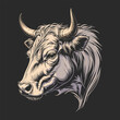 © Tanver - Detailed Illustration of a Bull's Head in Profile/This stylized illustration showcases a bull's head in profile view.