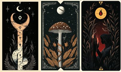 Wall Mural - tarot illustrations in modern style