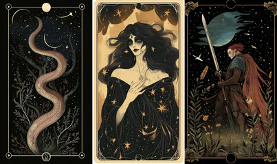 Wall Mural - tarot illustrations in modern style