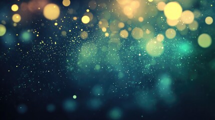 Wall Mural - colorful bokeh background with soft blurred lights in green and gold tones creating a dreamy effect 