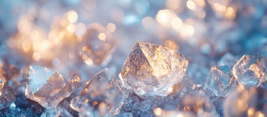Wall Mural - close-up of crystalline rocks with soft lighting and bokeh effect creating an abstract background wi