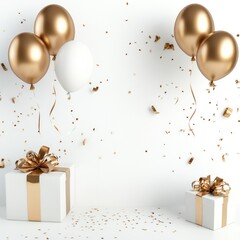 Wall Mural - Gold Birthday Balloons