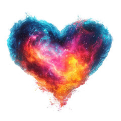 Wall Mural - the image shows a heart-shaped nebula with vibrant colors resembling a water splash against a black 