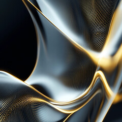 Fototapete - A close-up abstract image of smooth black and gold flowing textures with a metallic feel, symbolizing elegance, modernity, and a sense of fluid motion.