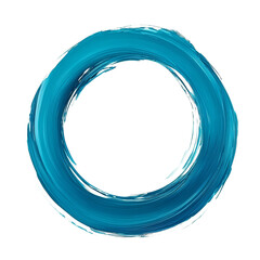 Leinwandbilder - A digitally created image showing a circular brush stroke of teal blue paint on a black background.