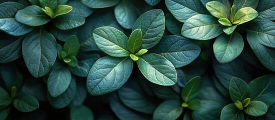 Sticker - Close-up of lush green leaves with varying shades and textures providing abundant natural Copy Space for text placement.