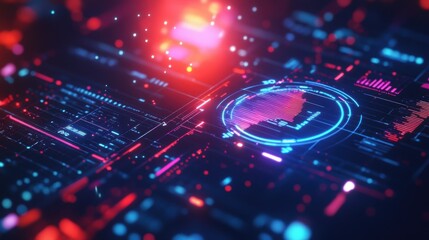 Wall Mural - futuristic heads up display - hud - illustrating global business operations with innovative producti