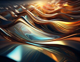 Wall Mural - waves of glass reflecting light on surface generative ai