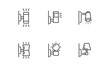 © kitti - Set of Lamp and Lighting icon, wall lamp, outdoor light Symbol Outline icon, Editable Stroke