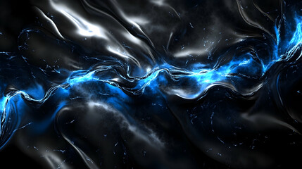 Wall Mural - A 3D magnetic field in iron gray and electric blue, dynamic and scientific