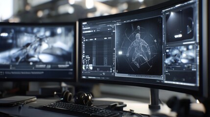 Digital Workspace Showing 3D Model Design Process