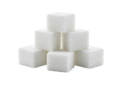 white sugar cubes, sweet ingredient isolated on White background