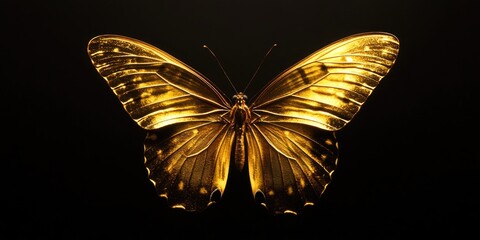 Canvas Print - Golden Butterfly Illuminated at Night