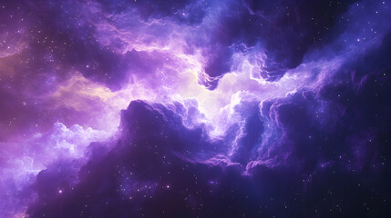 Wall Mural - A 3D neon nebula in cosmic violet and stardust, infinite and swirling