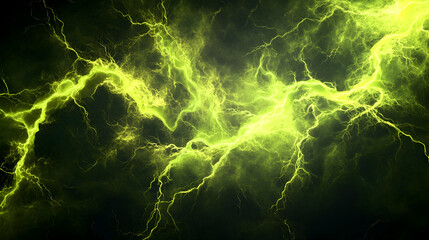 Wall Mural - a 3d neon lightning in volt green and stormy gray, chaotic and energetic