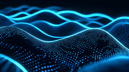 a 3d neon pulse in cyan and abyss black, rhythmic and glowing