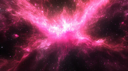 Wall Mural - A 3D neon stardust in supernova pink and cosmic black, explosive and radiant
