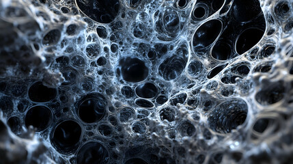 Wall Mural - a 3d quantum foam in quicksilver and void black, bubbling with cosmic energy