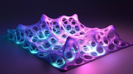 Wall Mural - A 3D quantum lattice in titanium mauve and spectral teal, glowing with energy