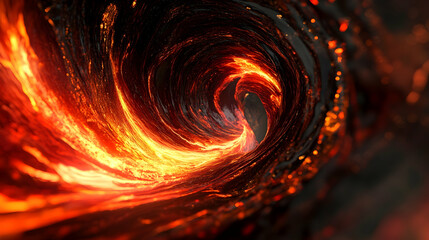 Wall Mural - A 3D vortex of molten lava in crimson and obsidian, dynamic and fiery