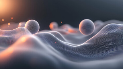 Wall Mural - a dreamy 3d abstract composition with a dark gray background, illuminated by a soft light gradient a