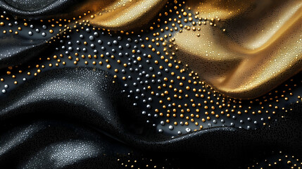 Wall Mural - a luxurious 3d design with metallic dots in gold, silver, and bronze, layered elegantly against a bl