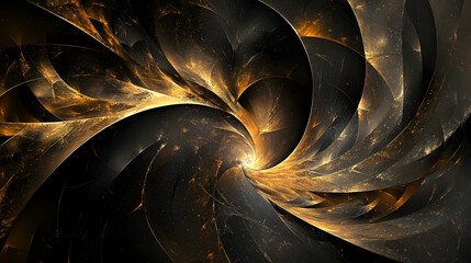 Wall Mural - A sleek black and brown abstract design with sharp golden lines, smooth metallic reflections, and subtle noise textures for a modern aesthetic