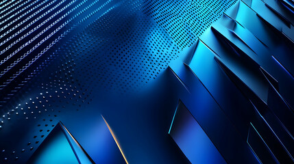 Wall Mural - a vibrant blue gradient background with a metallic texture and sharp, futuristic lighting effects