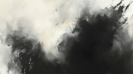 Wall Mural - Abstract charcoal smudges in graphite and cream, moody and raw