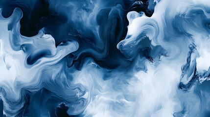 Wall Mural - abstract ink clouds in indigo and milk white, swirling and dreamy