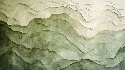 Wall Mural - abstract topographic lines in sage and parchment, earthy and precise