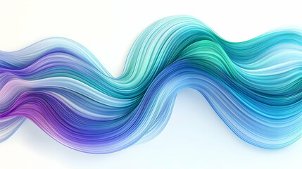 Wall Mural - bold, sweeping 3d lines in shades of blue, green, and purple form a cool, wavy pattern against a cri