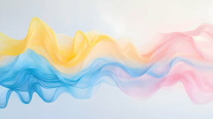 Wall Mural - flowing, multicolored 3d strokes in sky blue, pale yellow, and soft pink create a dreamy, ethereal r