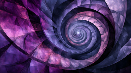 Wall Mural - Geometric fractals in quasar purple and cosmic gray, infinite and hypnotic