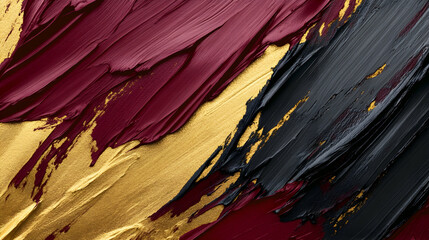 Wall Mural - luxurious 3d brush strokes in burgundy, gold, and charcoal gray layer elegantly, producing a rich an