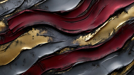 Wall Mural - luxurious 3d brush strokes in burgundy, gold, and charcoal gray layer elegantly, producing a rich an