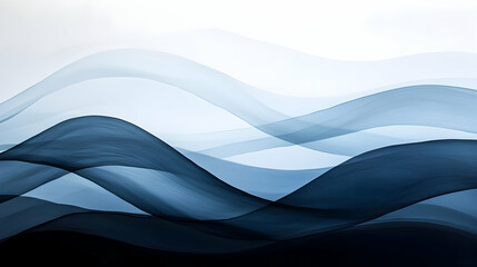 Wall Mural - minimalist waves in pale blue and charcoal, serene and modern