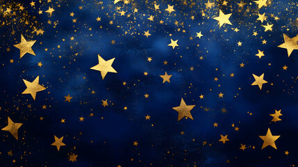 Wall Mural - Stippled stars in navy and gold, celestial and detailed
