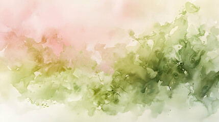 Wall Mural - washed watercolor in pistachio and blush pink, delicate and airy